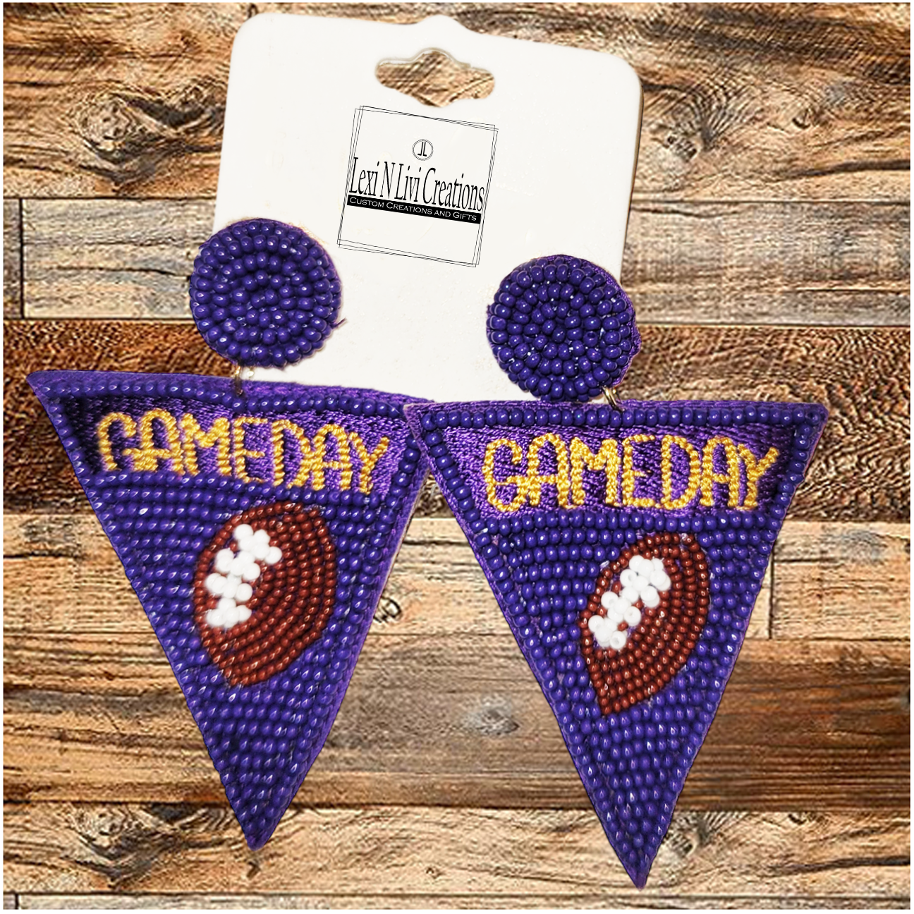 Purple Triangle Game Day Earrings